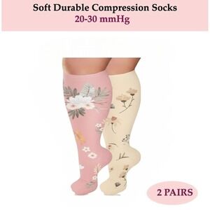 Unisex 20-30 mmHg Compression‎ Socks 3XL Floral Double Gradient Medical 2 Pack